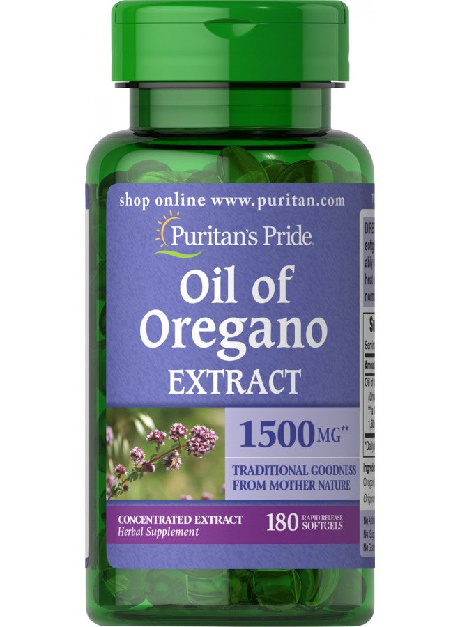 Puritan's Pride Oil of Oregano Extract, Contains Antioxidant Properties*, 150mg Equivalent, 180 Rapid Release Softgels