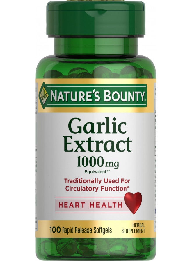 Nature's Bounty Garlic Extract 1000 mg, 100 Rapid Release Softgels