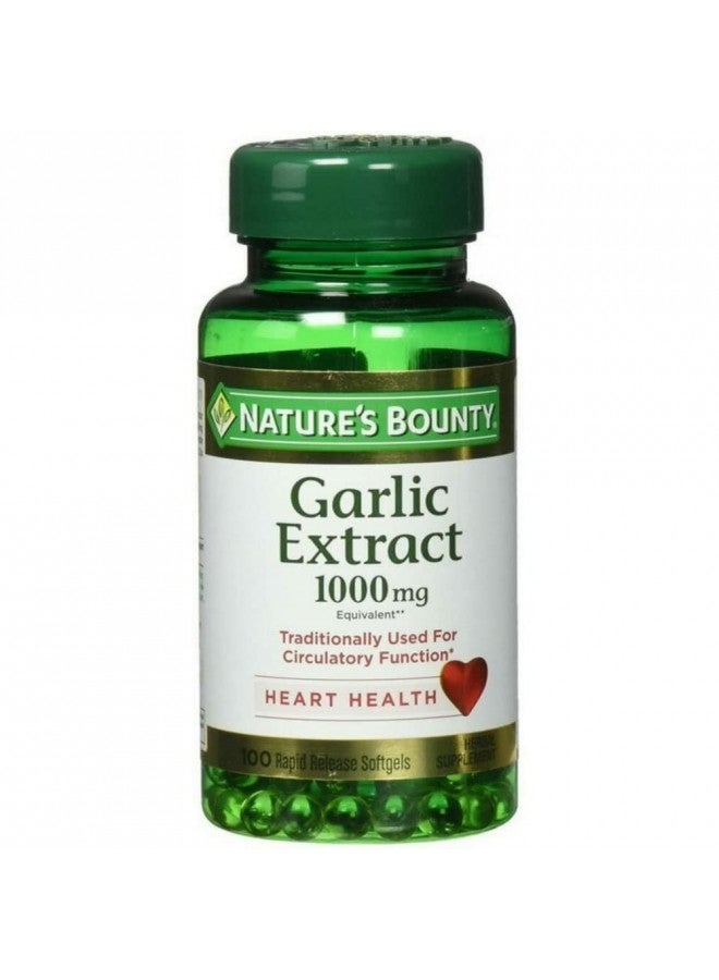 Nature's Bounty Garlic Extract 1000 mg Softgels for Cardiovascular Support,100 ea (Pack of 2)