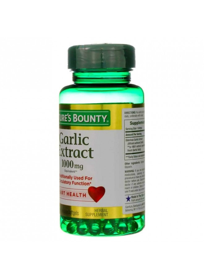 Nature's Bounty Garlic Extract 1000 mg Softgels for Cardiovascular Support,100 ea (Pack of 2)