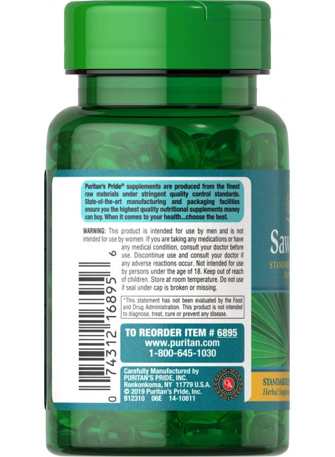 Puritan's Pride Saw Palmetto Standardized Extract 160 mg Softgels, 60 Count(Pack of 1)