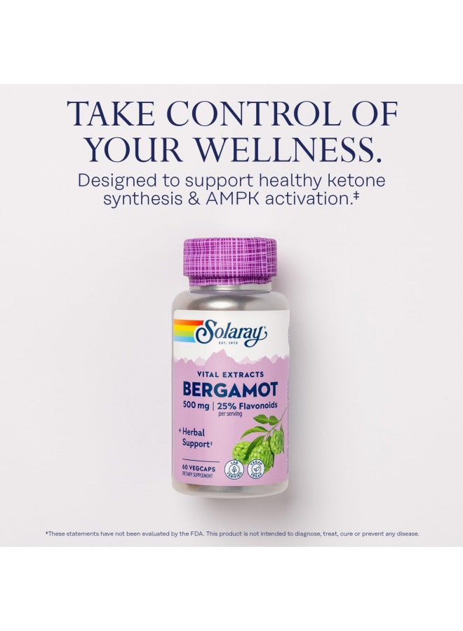 SOLARAY Bergamot Advanced Formula, Cardiovascular Support Fruit Extract, Veg Cap (Btl-Plastic) 500mg, 60ct