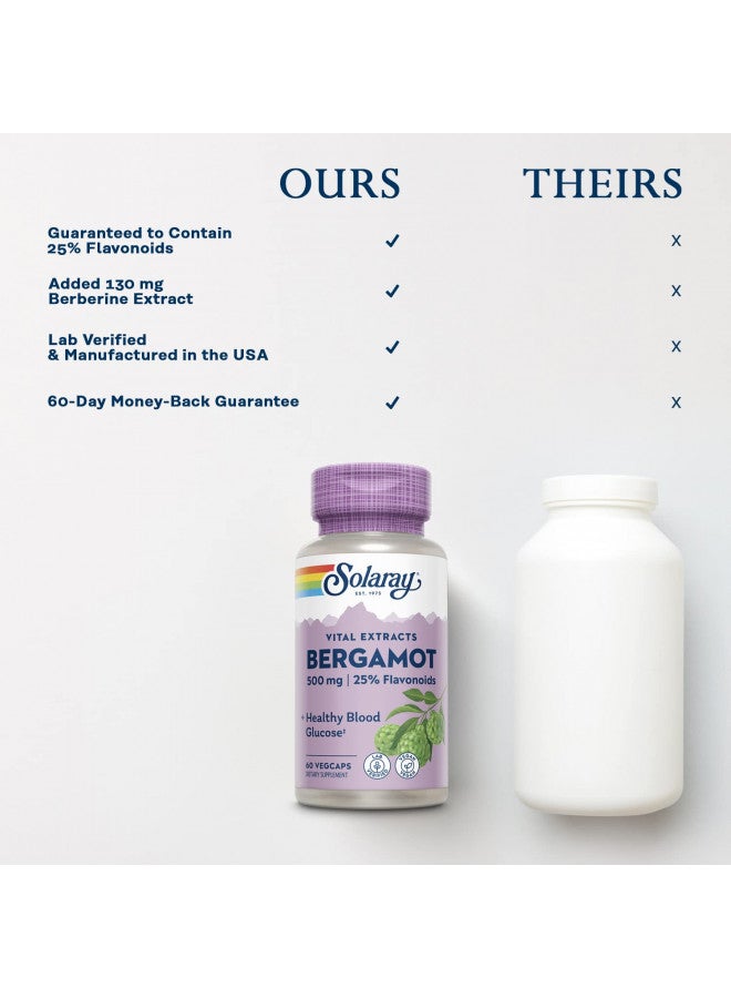 SOLARAY Bergamot Advanced Formula, Cardiovascular Support Fruit Extract, Veg Cap (Btl-Plastic) 500mg, 60ct