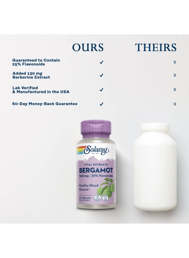 SOLARAY Bergamot Advanced Formula, Cardiovascular Support Fruit Extract, Veg Cap (Btl-Plastic) 500mg, 60ct