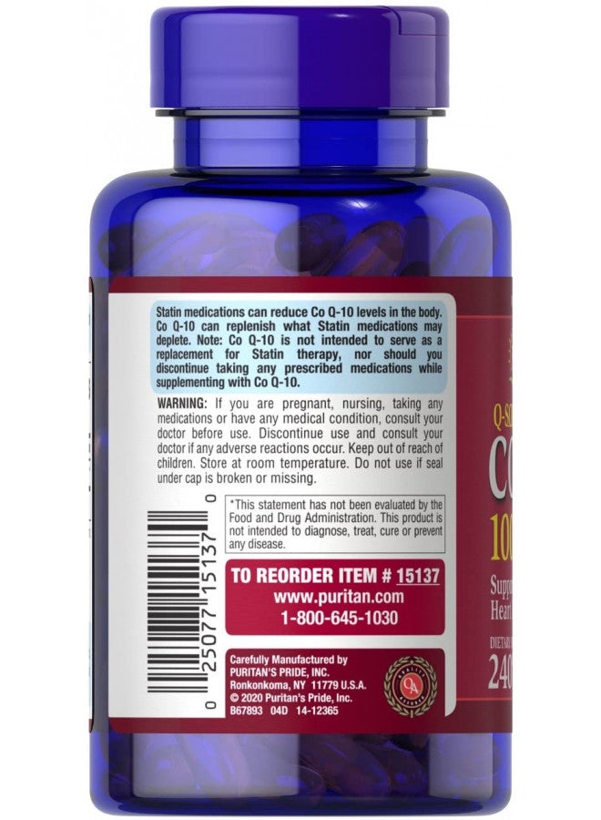 Puritan's Pride CoQ10 100mg, Supports Heart Health, 240 Rapid Release Softgels