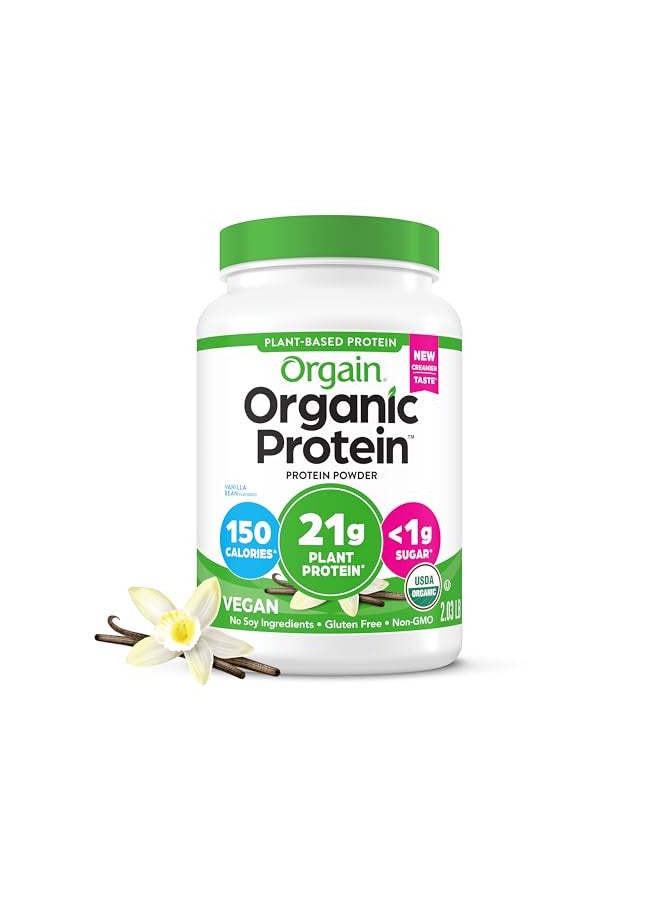 Orgain Organic Vegan Protein Powder, Vanilla Bean - 21g of Plant Based Protein, Low Net Carbs, Gluten Free, Lactose Free, No Sugar Added, Soy Free, Kosher, Non-GMO, 2.03 Lb