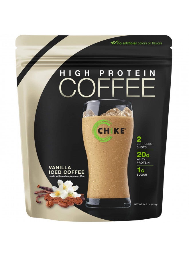 Chike Vanilla High Protein Iced Coffee, 20 G Protein, 2 Shots Espresso, 1 G Sugar, Keto Friendly and Gluten Free, 14 Servings (16 Ounce)