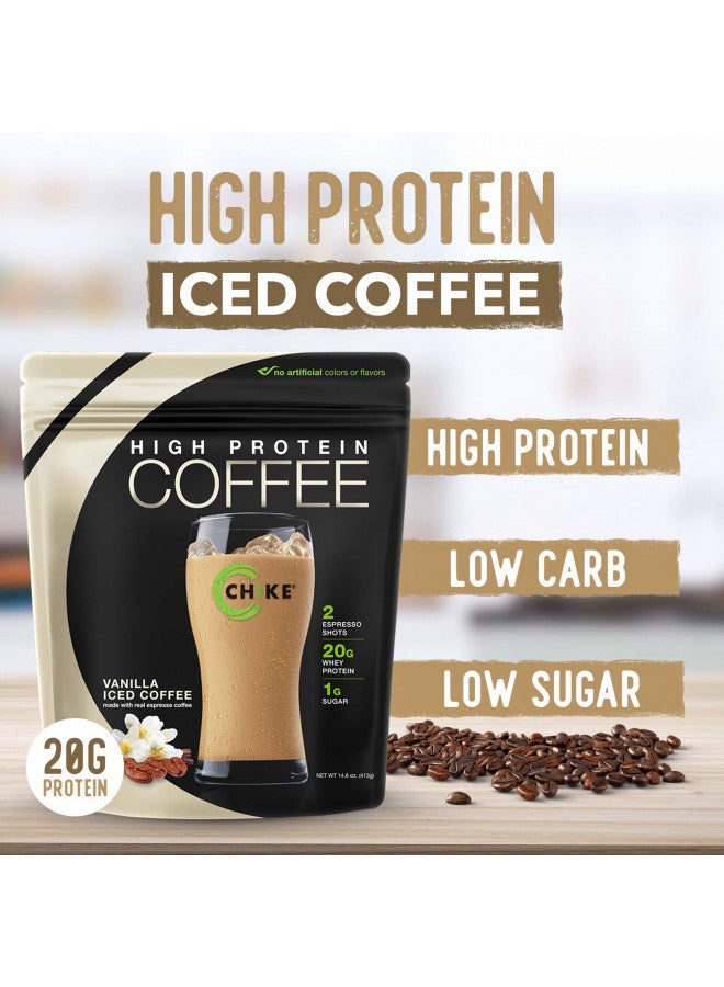 Chike Vanilla High Protein Iced Coffee, 20 G Protein, 2 Shots Espresso, 1 G Sugar, Keto Friendly and Gluten Free, 14 Servings (16 Ounce)