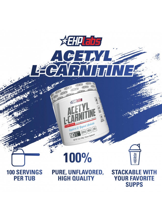 EHP Labs Acetyl L Carnitine - Supports Natural Energy Production, Aids Metabolism, Assists in Healthy Brain Function, Supports Heart Health, Non GMO, Vegan, Gluten Free - 100 Serves