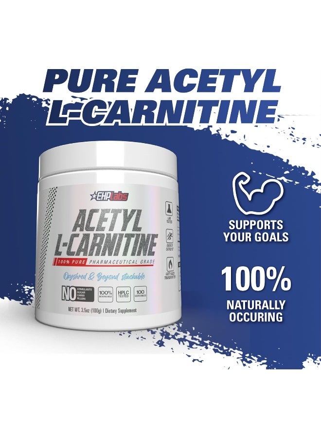 EHP Labs Acetyl L Carnitine - Supports Natural Energy Production, Aids Metabolism, Assists in Healthy Brain Function, Supports Heart Health, Non GMO, Vegan, Gluten Free - 100 Serves