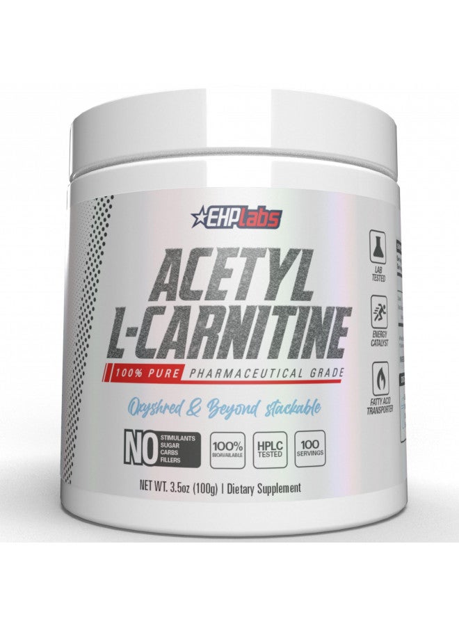 EHP Labs Acetyl L Carnitine - Supports Natural Energy Production, Aids Metabolism, Assists in Healthy Brain Function, Supports Heart Health, Non GMO, Vegan, Gluten Free - 100 Serves
