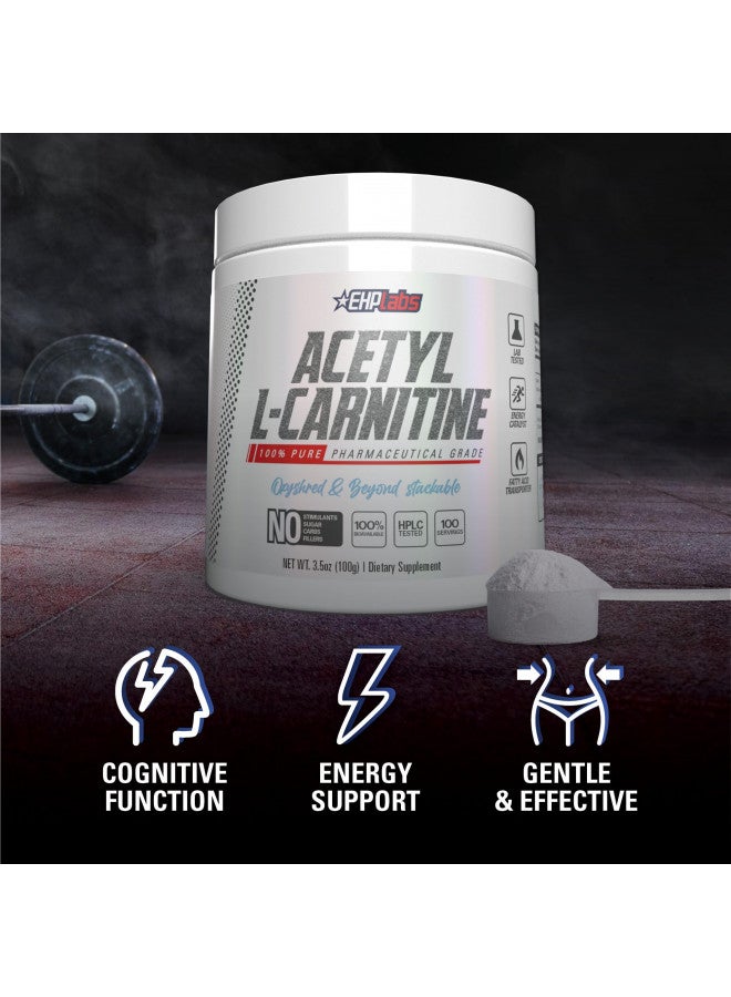 EHP Labs Acetyl L Carnitine - Supports Natural Energy Production, Aids Metabolism, Assists in Healthy Brain Function, Supports Heart Health, Non GMO, Vegan, Gluten Free - 100 Serves