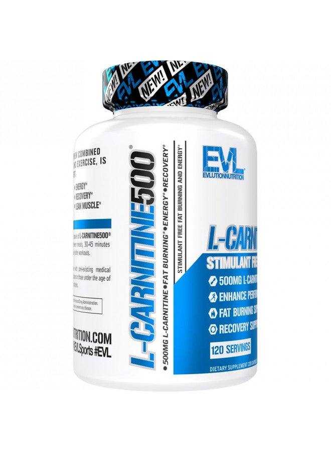 EVL L-Carnitine Supplement for Weight Loss Support - L carnitine 500mg Diet Pills For Weight Loss Lean Muscle Growth and Fat Burning Support with Stimulant Free L Carnitine L Tartrate - 120 Servings