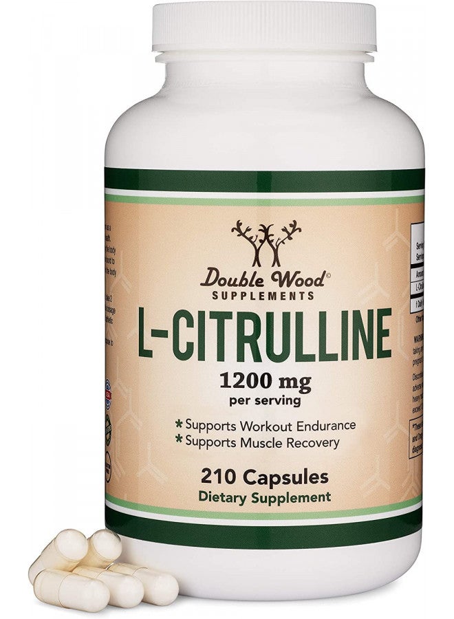 L Citrulline Capsules 1,200mg Per Serving, 210 Count (L-Citrulline Increases Levels of L-Arginine, Acts as a Nitric Oxide Booster) Muscle Recovery Supplement to Improve Muscle Pump by Double Wood