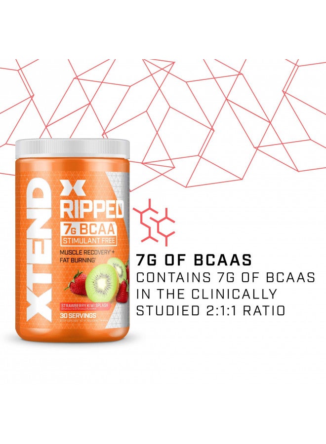 XTEND Ripped BCAA Powder Strawberry Kiwi | Cutting Formula + Sugar Free Post Workout Muscle Recovery Drink with Amino Acids | 7g BCAAs for Men & Women | 30 Servings