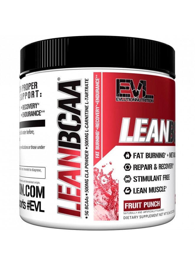 Evlution Nutrition LeanBCAA, BCAAs, CLA and L-Carnitine, Stimulant-Free, Recover and Burn Fat, Sugar and Gluten Free, 30 Servings (Fruit Punch)