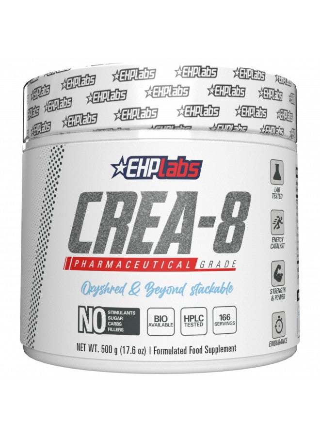 EHP Labs CREA-8 Creatine Monohydrate Powder - Creatine Powder for Building Lean Muscle Mass, Improves Strength & Power, Supports Brain Health - 100 Servings (500g)