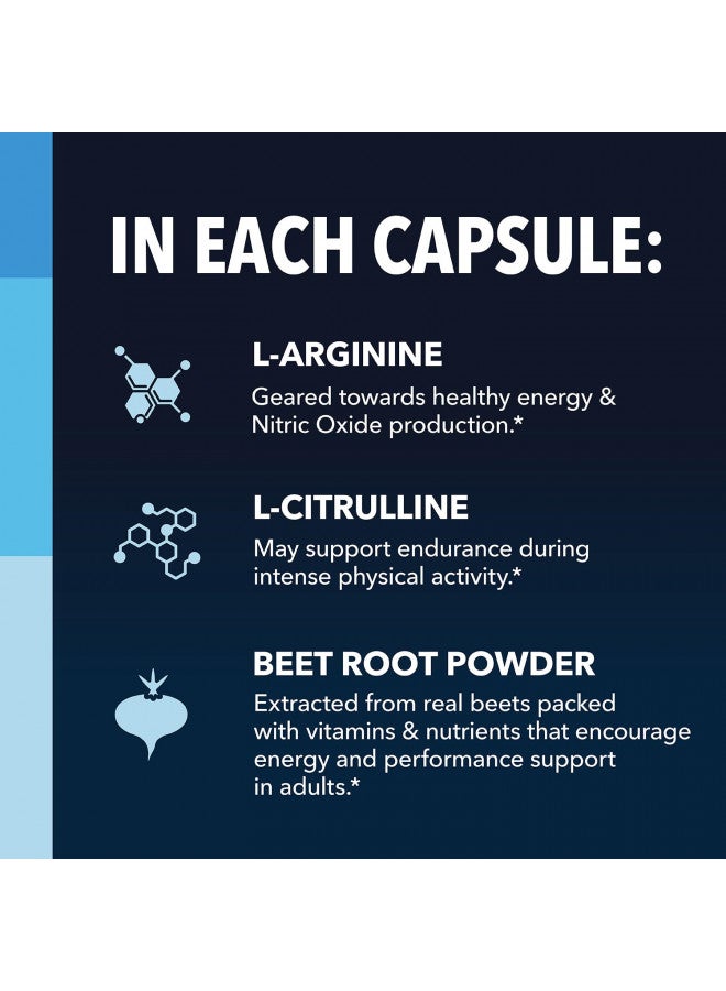 L Arginine L Citrulline Supplement Nitric Oxide Pills for Men | Stamina Endurance Performance for Workouts | L Arginine 500mg Nitrous Oxide Supplements for Men | 60 NO L-Arginine Plus Vegan Capsules