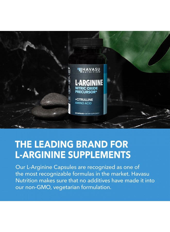 L Arginine L Citrulline Supplement Nitric Oxide Pills for Men | Stamina Endurance Performance for Workouts | L Arginine 500mg Nitrous Oxide Supplements for Men | 60 NO L-Arginine Plus Vegan Capsules