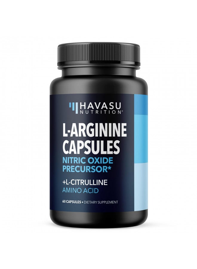 L Arginine L Citrulline Supplement Nitric Oxide Pills for Men | Stamina Endurance Performance for Workouts | L Arginine 500mg Nitrous Oxide Supplements for Men | 60 NO L-Arginine Plus Vegan Capsules