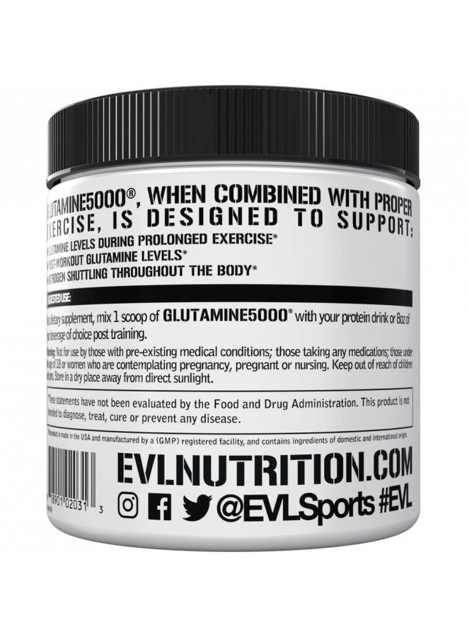 Pure Vegan L-Glutamine Powder Supplement - Evlution Nutrition Nitric Oxide Booster 5g L Glutamine Supplement for Post Workout Recovery Enhanced Pumps Gut Health Energy and Immunity - Unflavored