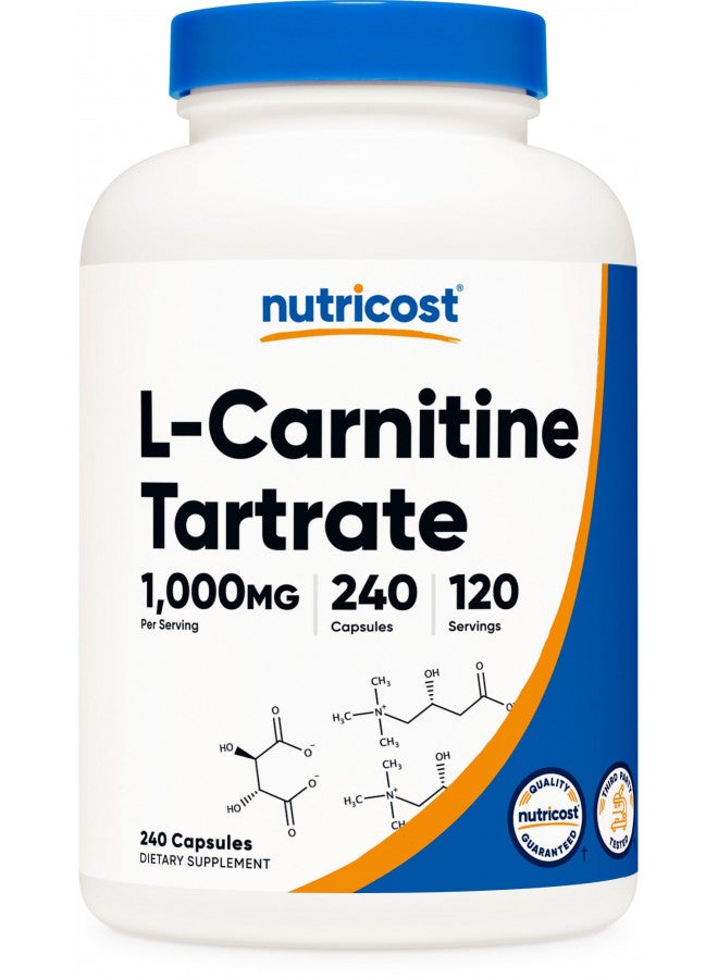 Nutricost L-Carnitine Tartrate 1,000mg, 240 Capsules - 500mg Per Capsule, 120 Servings