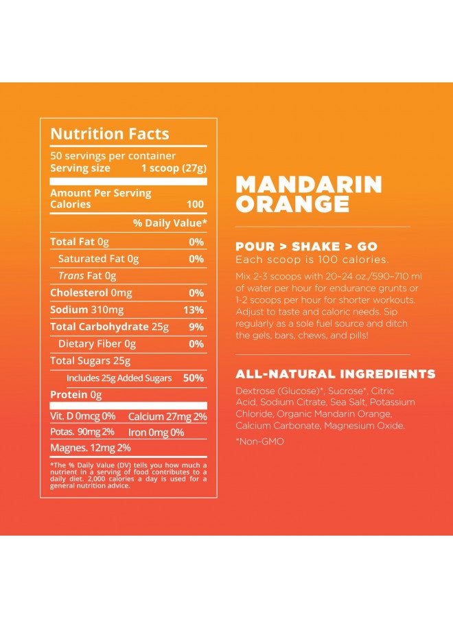 Tailwind Nutrition Endurance Fuel, Sports Drink Powder Mix with Electrolytes, Non-GMO, Free of Soy, Dairy, and Gluten, Vegan Friendly, Mandarin Orange, 30 Servings