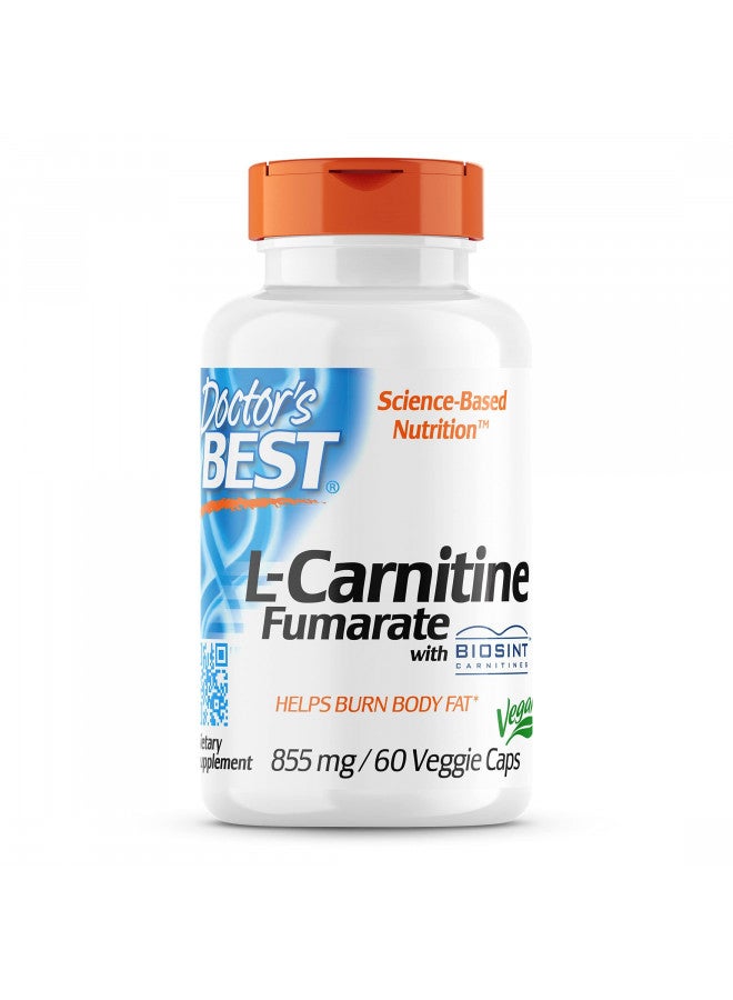 Doctor's Best L-Carnitine Fumarate, Non-GMO, Vegan, Gluten Free, Heart Health, 855 mg, 60 Count Veggie Caps