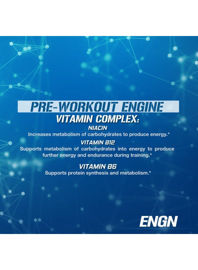 EVL Intense Pre Workout with Creatine - Pre Workout Powder Drink for Lasting Energy Focus and Recovery - ENGN Energizing Pre Workout for Men with Beta Alanine Caffeine and L Theanine - Blue Raz