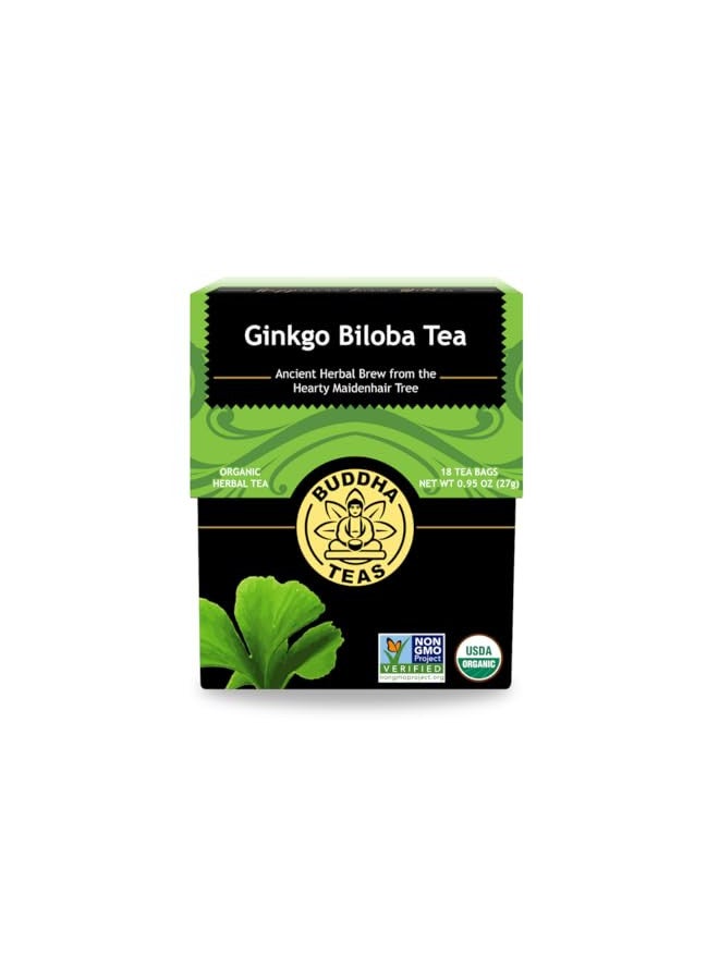 Buddha Teas - Ginkgo Biloba - Organic Herbal Tea - For Cognitive Balance & Overall Health - With Vitamin C - Energizing Blend - Caffeine Free - 100% Kosher & Non-GMO - 18 Tea Bags (Pack of 1)