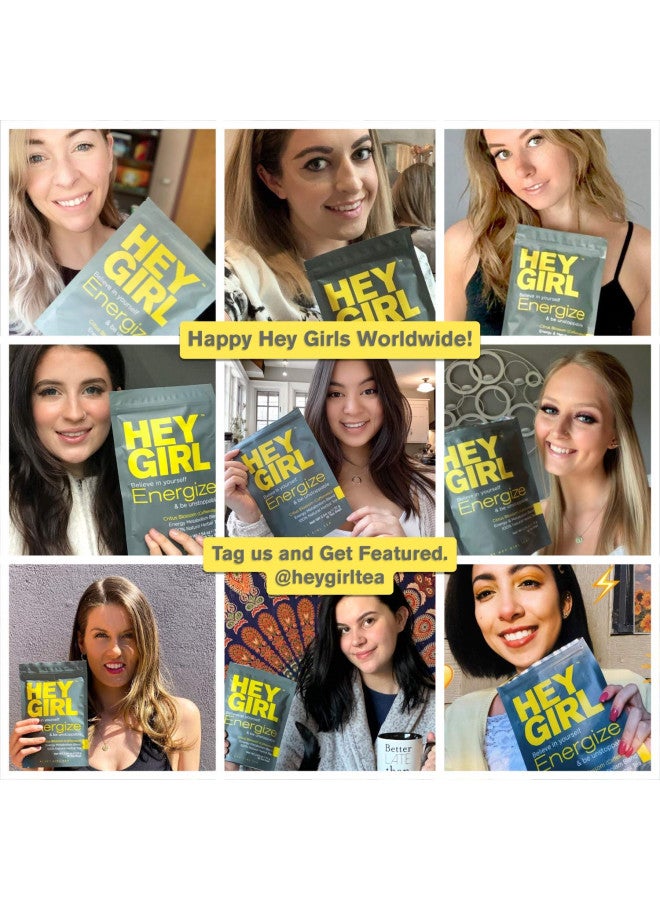Energize Energy Tea - High Caffeine Slim Tea w/Green Tea, Yerba Mate, Oolong Tea, Ginger Tea & Coffee Alternative By Hey Girl Tea