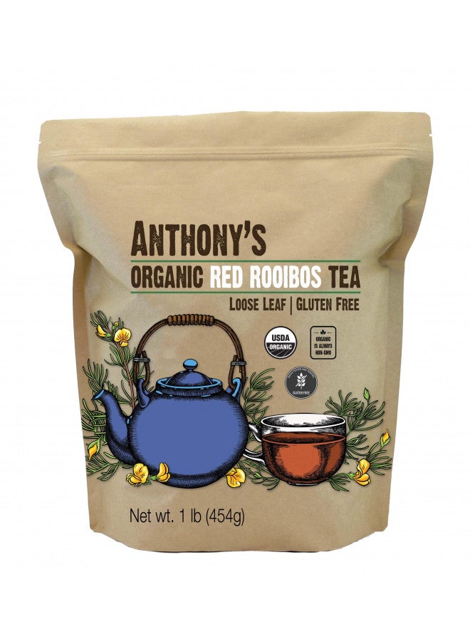 Anthony's Organic Red Rooibos Loose Leaf Tea, 1 lb, Gluten Free, Non GMO, Non Irradiated, Keto Friendly