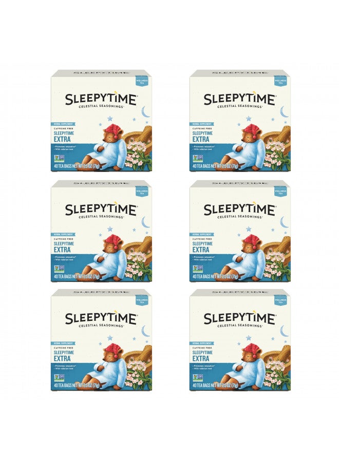 Celestial Seasonings Wellness Tea, Sleepytime Extra, Caffeine Free Sleep Tea, 40 Tea Bags (Pack of 6)