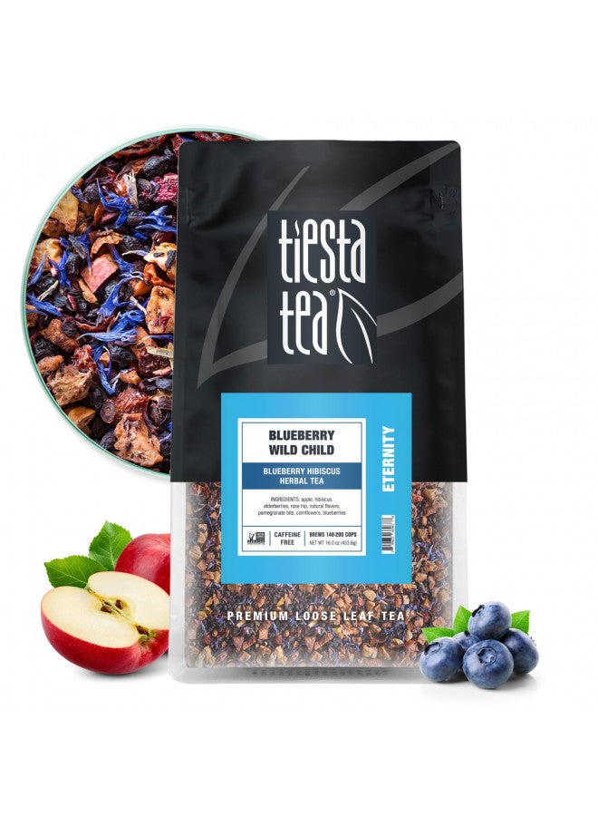 Tiesta Tea - Blueberry Wild Child, Blueberry Hibiscus Herbal Tea, Loose Leaf, Up to 200 Cups, Make Hot or Iced, Non-Caffeinated, 16 Ounce Resealable Bulk Pouch