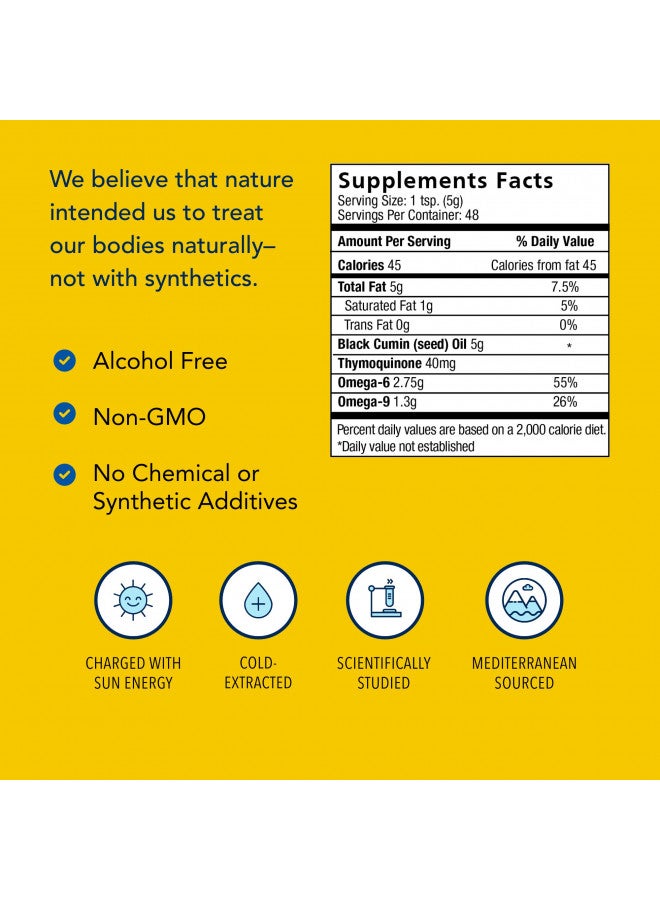 NORTH AMERICAN HERB & SPICE Black Seed Oil - 8 fl. oz. - Cardiovascular, Digestive & Immune Support - Contains Wild, Mediterranean Oreganol P73 Oregano Oil - Non-GMO - 48 Total Servings