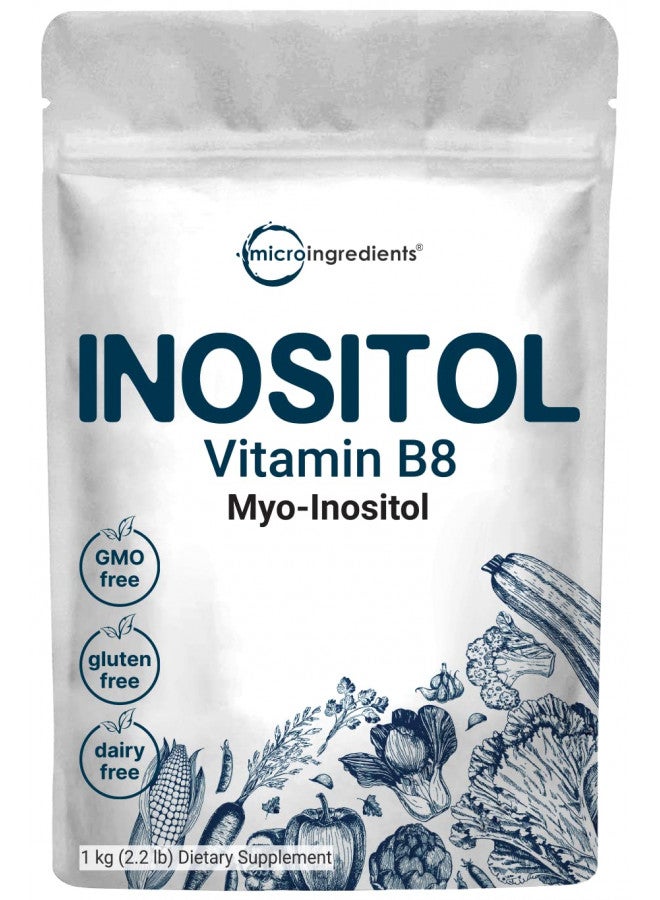 Pure Inositol Powder, Myo-Inositol B8 Powder, 1KG (2.2 Pounds), Strongly Supports Liver Health & Antioxidant, Super Inositol for Hair and Inositol for Sleep, Non-GMO and Vegan Friendly