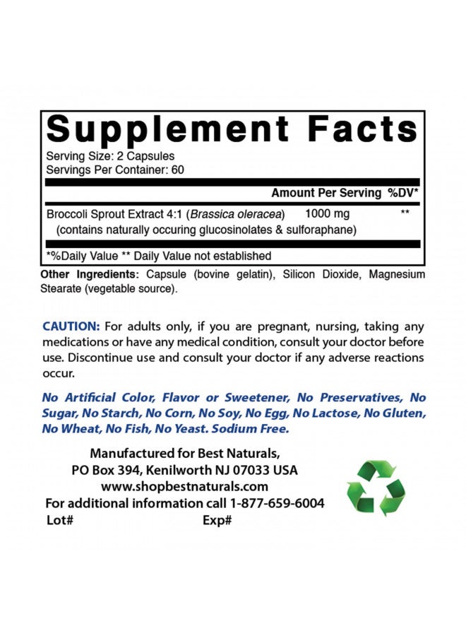 Best Naturals Broccoli Sprouts Extract, 1000 mg, 120 Count