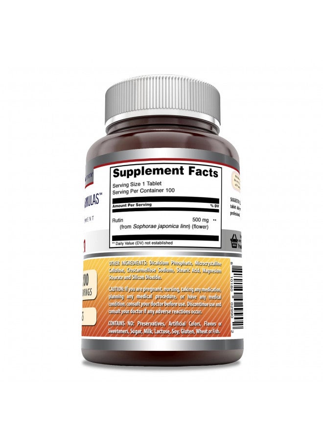 Amazing Formulas Rutin 500mg 100 Tablets Supplement | Non-GMO | Gluten Free | Made in USA
