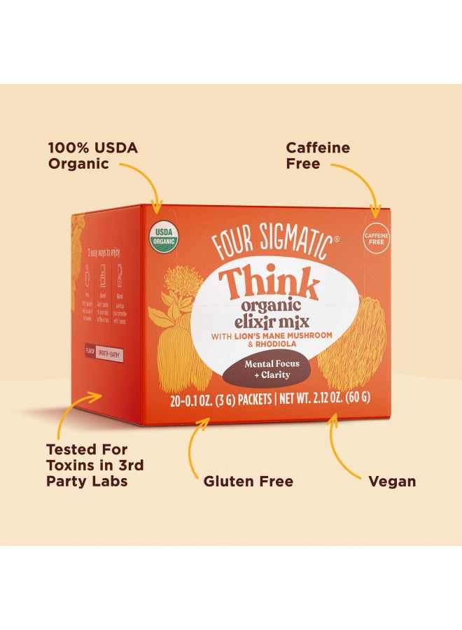 Lion's Mane Elixir Mushroom Coffee Alternative by Four Sigmatic | Organic Lion's Mane Mushroom Powder, Rhodiola & Rose Hips | Immune & Memory Support | Paleo | Pack of 20