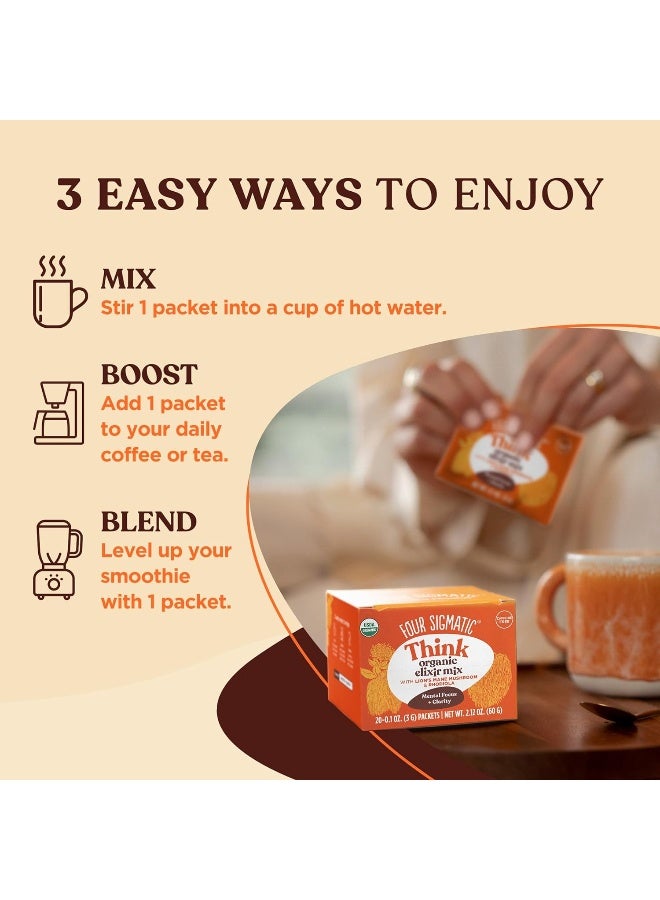 Lion's Mane Elixir Mushroom Coffee Alternative by Four Sigmatic | Organic Lion's Mane Mushroom Powder, Rhodiola & Rose Hips | Immune & Memory Support | Paleo | Pack of 20