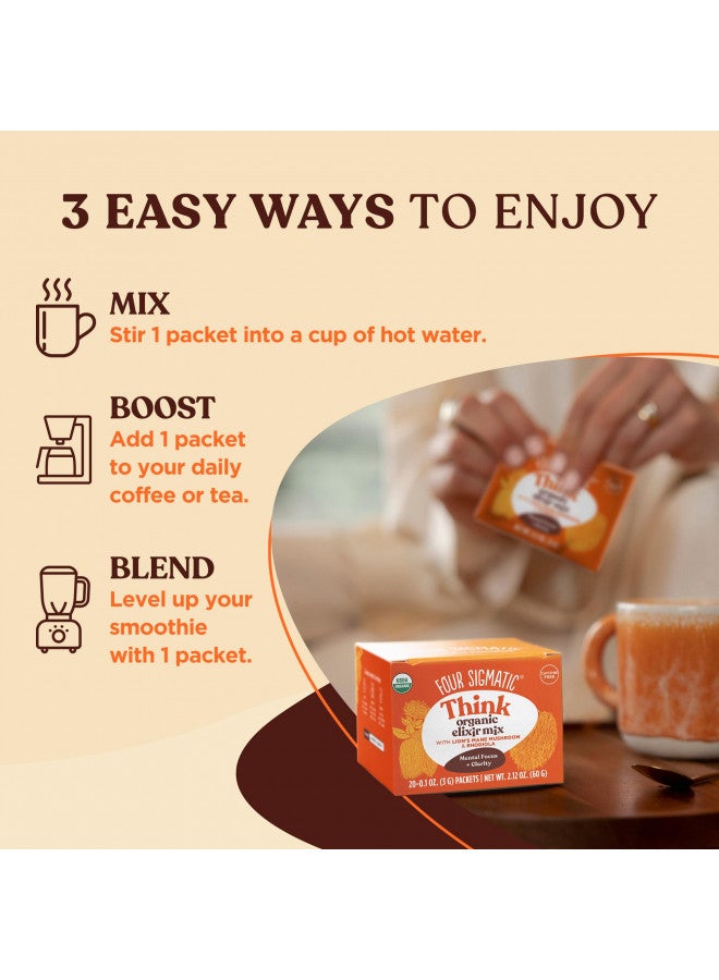 Lion's Mane Elixir Mushroom Coffee Alternative by Four Sigmatic | Organic Lion's Mane Mushroom Powder, Rhodiola & Rose Hips | Immune & Memory Support | Paleo | Pack of 20