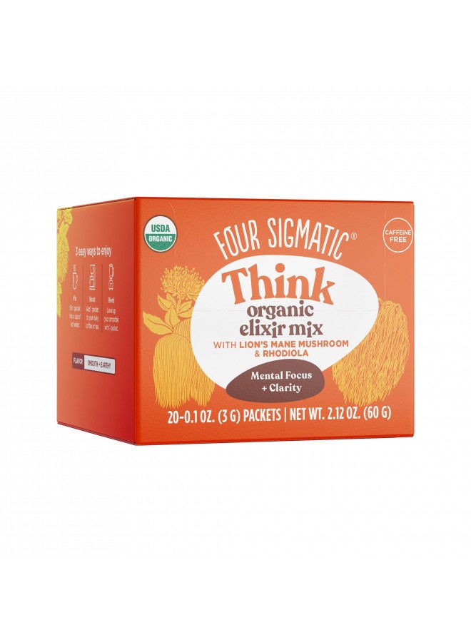 Lion's Mane Elixir Mushroom Coffee Alternative by Four Sigmatic | Organic Lion's Mane Mushroom Powder, Rhodiola & Rose Hips | Immune & Memory Support | Paleo | Pack of 20
