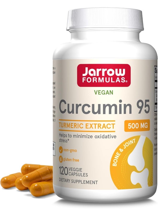 Jarrow Formulas Curcumin 95 500 mg, Turmeric Curcumin Extract for Antioxidant Support, Bone and Joint Support Dietary Supplement, 120 Veggie Capsules, Up to 120 Servings