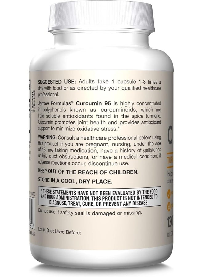 Jarrow Formulas Curcumin 95 500 mg, Turmeric Curcumin Extract for Antioxidant Support, Bone and Joint Support Dietary Supplement, 120 Veggie Capsules, Up to 120 Servings