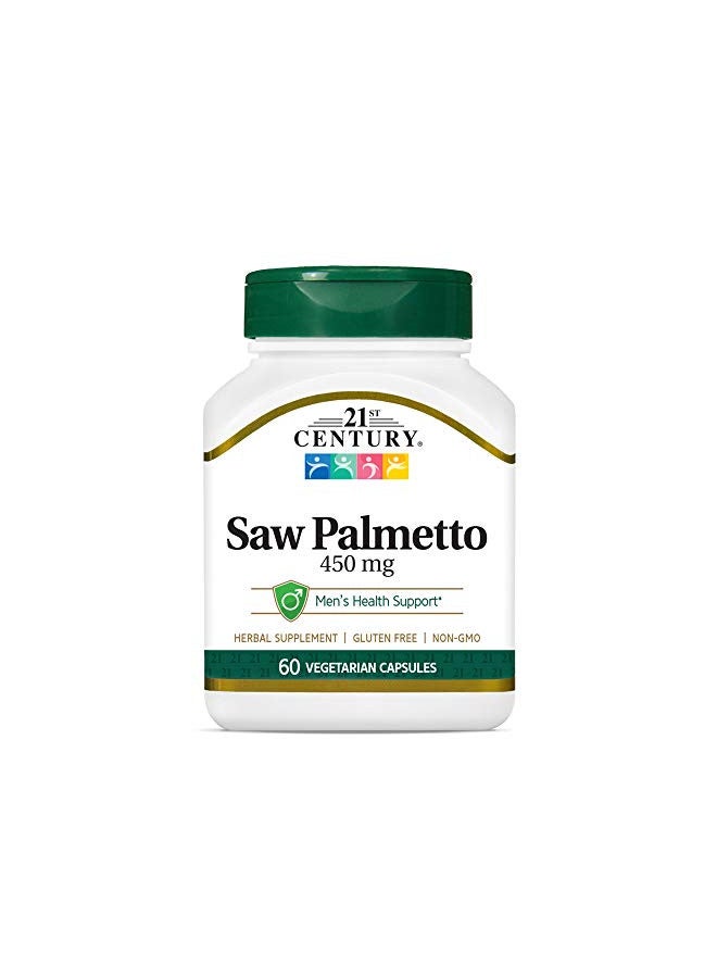 21st Century Saw Palmetto 450mg Veg Capsules, 60 Count