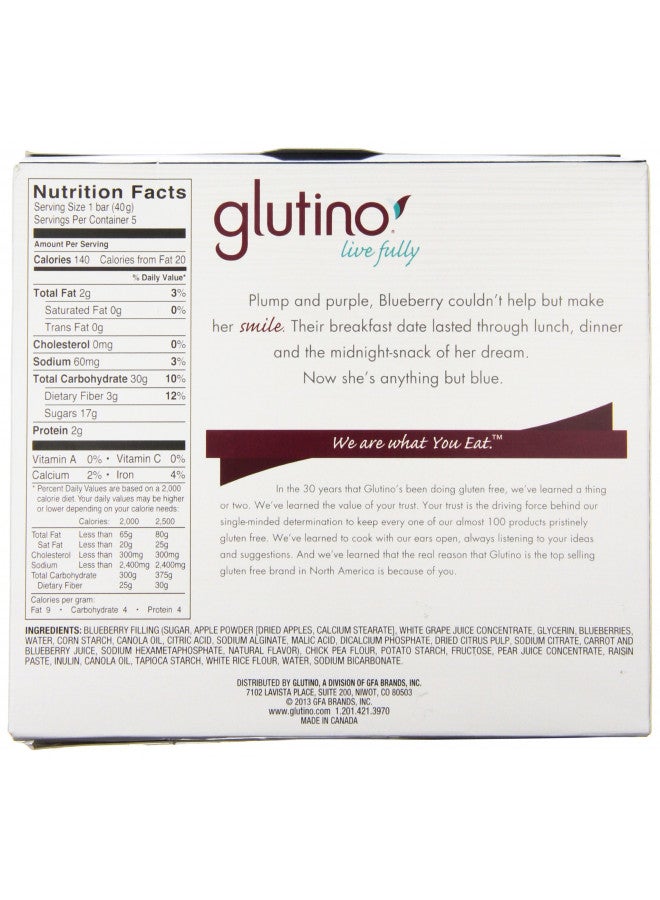 Gluten Free by Glutino Breakfast Bars, Blueberry, 1.41 oz ( 5 Bars )