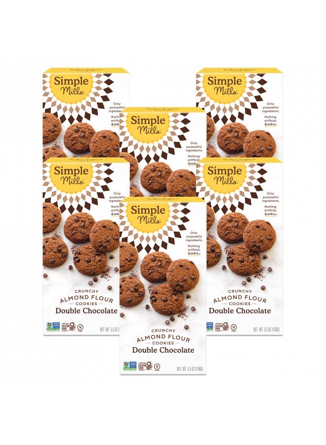 Simple Mills Almond Flour Crunchy Cookies, Double Chocolate Chip - Gluten Free, Vegan, Healthy Snacks, Made with Organic Coconut Oil, 5.5 Ounce (Pack of 6)