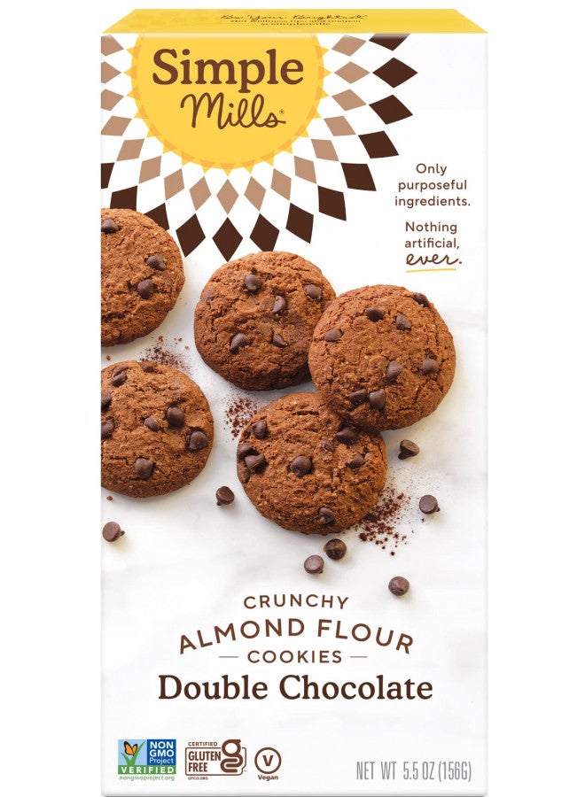Simple Mills Almond Flour Crunchy Cookies, Double Chocolate Chip - Gluten Free, Vegan, Healthy Snacks, Made with Organic Coconut Oil, 5.5 Ounce (Pack of 1)