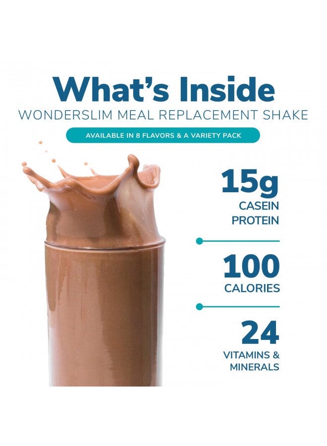 WonderSlim Meal Replacement Shake, Variety Pack, 100 Calories, 15g Protein, 24 Vitamins & Minerals (7ct)