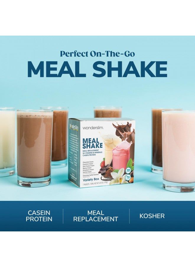 WonderSlim Meal Replacement Shake, Variety Pack, 100 Calories, 15g Protein, 24 Vitamins & Minerals (7ct)